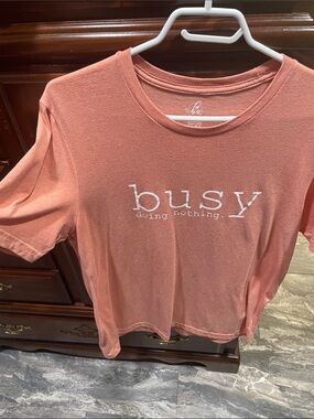 ambition Coral Pink 'busy doing nothing.' Graphic Short Sleeve Tee